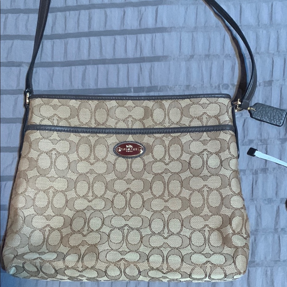 Coach Signature Beige Crossbody Bag